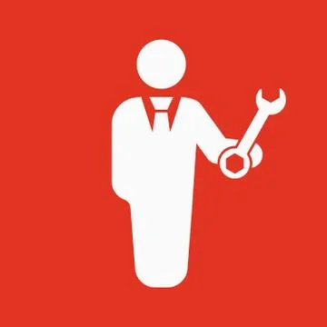 The support icon. Engineer and repair, technician, fixing symbol. Flat Illustrazione stock