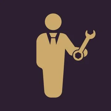 The support icon. Engineer and repair, technician, fixing symbol. Flat Stock Illustration