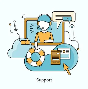 Support Icon Flat Design Concept Stock Illustration
