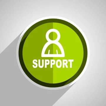 Support icon, green circle flat design internet button, web and mobile app il Stock Illustration