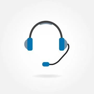 Support Icon: headphones with microphone. Vector illustration. Stock Illustration