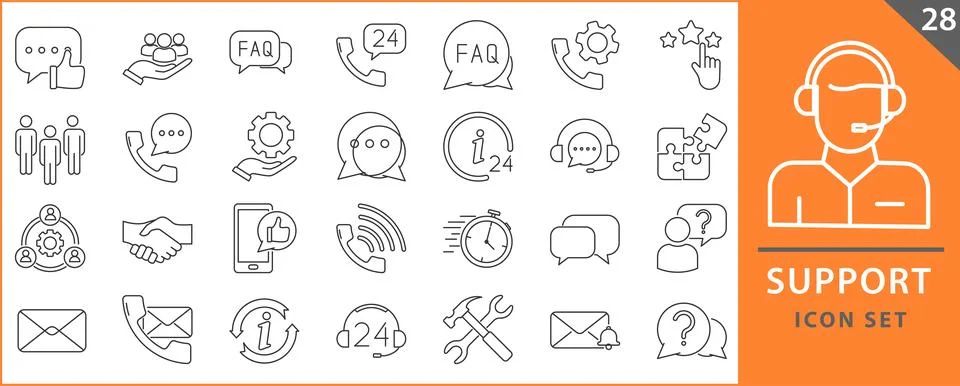 Support icon set Stock Illustration