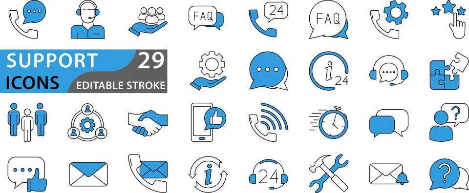 Support icon set Stock Illustration