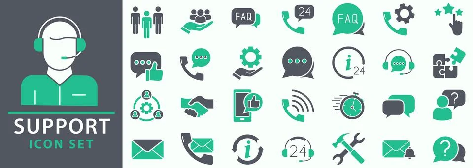 Support icon set Stock Illustration