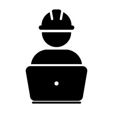 Support icon vector male construction service worker person profile avatar Stock Illustration