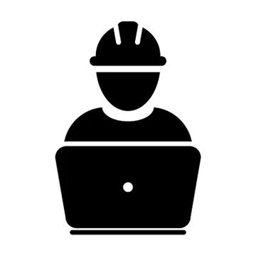 Support icon vector male construction service worker person profile avatar Stock Illustration
