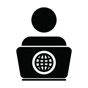 Support icon vector person with laptop computer male user person profile avatar Stock Illustration
