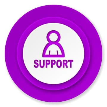 Support icon, violet button. Stock Illustration