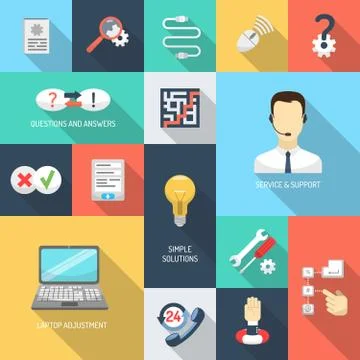 Support Icons Flat Illustrazione stock