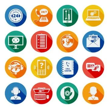 Support icons flat set Illustrazione stock