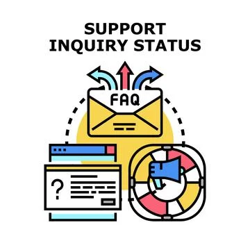 Support inquiry status vector concept illustrating customer service Stock Illustration