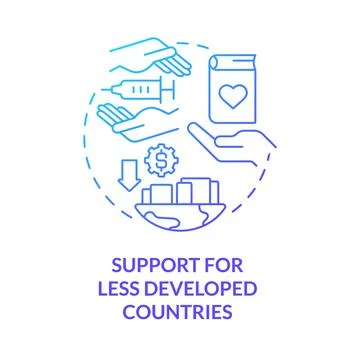 Support for less developed countries blue gradient concept icon Stock Illustration