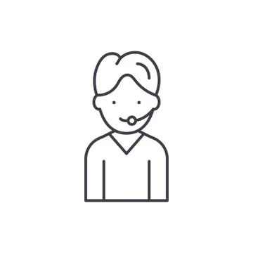 Support line icon concept. Support vector linear illustration, symbol, sign Stock Illustration