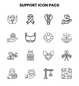 Support Line Icons Pack Ilustración de archivo