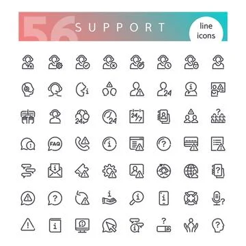Support Line Icons Set Stock Illustration