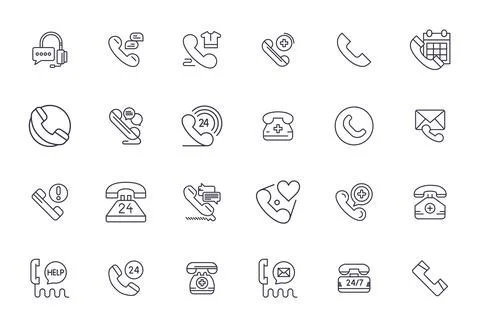 Support Line Professional Vector Set with 24 Bold Line Editable 256x256 Icons Stock Illustration