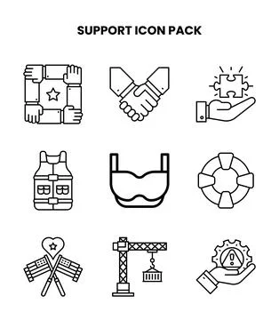 Support Line Set Icons Pack Ilustración de archivo