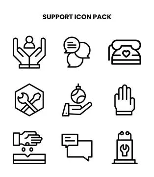 Support Line Vector Icons Pack Stock Illustration