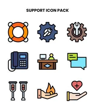 Support Lineal Color Bundle Icons Pack Stock Illustration