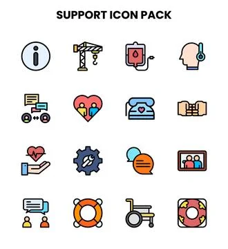 Support Lineal Color Vector Icons Pack Stock Illustration