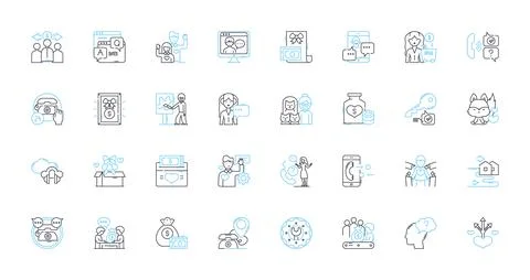 Support linear icons set. Assistance, Help, Comfort, Aid, Encouragement Ilustración de archivo