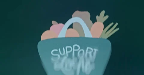 Support Local text on shopping bag with groceries Stock Footage 310844754