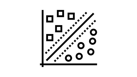Support machine svm algorithm line icon animation Stock Footage 326130156