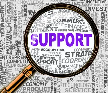 Support Magnifier Indicates Assistance Helpdesk 3d Rendering Stockillustratie