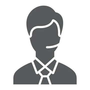 Support man glyph icon, call and communication, consultation sign, vector Illustrazione stock
