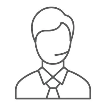 Support man thin line icon, call and communication, consultation sign, vector Stock Illustration