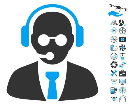 Support Manager Icon With Copter Tools Bonus Stock Illustration