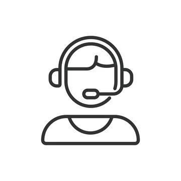 Support manager, in line design. Support, service, assistance, communication Stock-Illustration