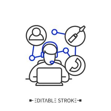 Support manager line icon. Editable illustration Stock Illustration