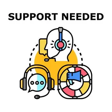 Support needed concept illustrating customer service and help Stock Illustration