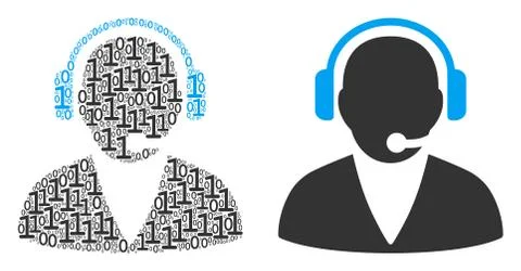 Support Operator Collage of Binary Digits 스톡 일러스트