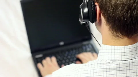 Support operator entering information on laptop computer Stock Footage 837783