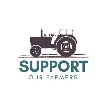 Support our farmer logo template. Farming badge with tractor. Stock vector badge 스톡 일러스트