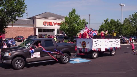 Support Our Heroes float in 4th of July Parade Fairborn 4k Stock Footage 92282238
