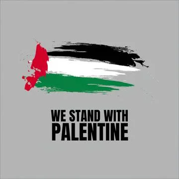 Support palestine with brush stroke flag and bold message Stock-Illustration