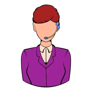Support phone operator in headset icon cartoon Stock Illustration