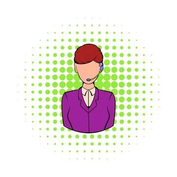 Support phone operator in headset icon Stock Illustration