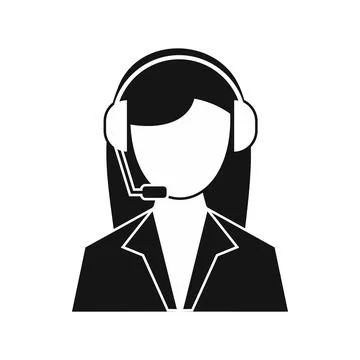 Support phone operator in headset icon Stock Illustration