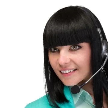 Support phone operator in headset, isolated on white Stock Photos