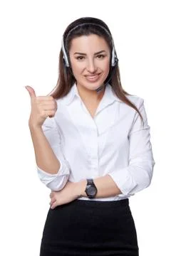 Support phone operator in headset Stock Photos