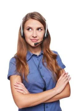 Support phone operator in headset Stock Photos