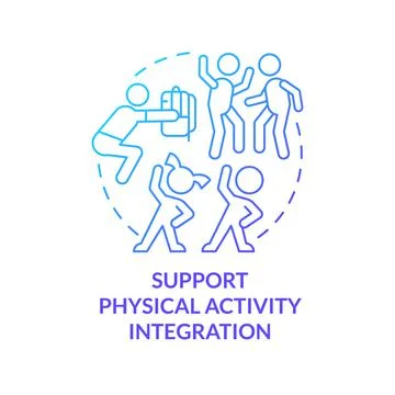 Support physical activity integration blue gradient concept icon Stock Illustration