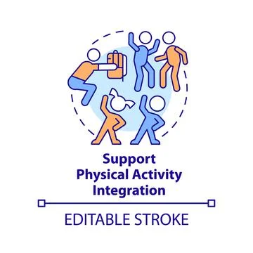 Support physical activity integration concept icon Stock Illustration