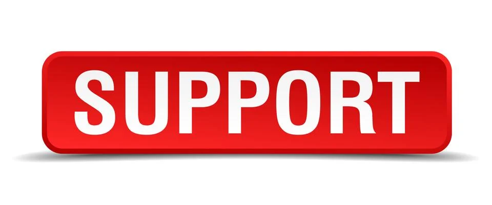Support red 3d square button isolated on white Stock Illustration