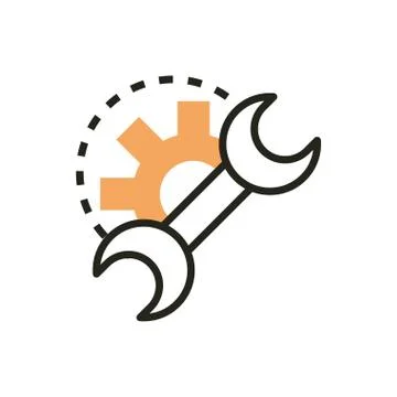 Support repair web development icon line and fill Stock Illustration