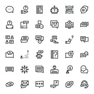 Support Request Design Vector Icons featuring 36 Pixel Aligned Bold Line Styl 스톡 일러스트